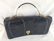 Vintage Damen Krokodil Handtasche schwarz Leder Crocodile handbag