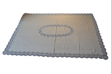 prunkvolle Tischdecke  Tafeldecke, schimmernder Damast, Spitzenrand 175 x 120 c