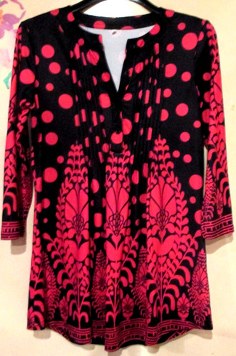 Damenbluse tunika rot schwarz - tunika,