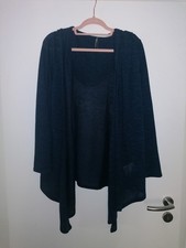 leichte lange Strickjacke blau
