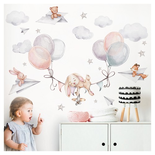 Wandsticker hase luftballons - wandsticker,
