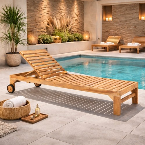 Teak sonnenliege luka 200cm - teak,