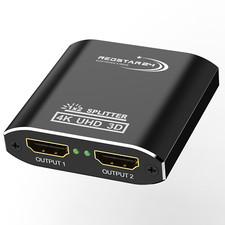 HDMI Splitter 4K@60Hz, 1 In 2 Out HDMI Verteiler Aluminium, unterstützt HDCP, 4K