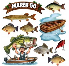 Fischer Angler Fisch Essbar Tortenaufleger Torte Geburstag Zuckermasse +NAME