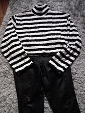 NEU-50% BILLIGER-NP 19,99€ *H&M* schöner Pullover, Schwarz/Weiß gestreift, M