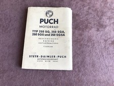 Original Puch Motorrad 250 SG SGA SGS SGSA Beschreibung Betriebsanleitung 1954