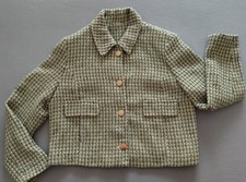 Gina Collection Kurzblazer Strickwaren M 38/40 grün kariert Kragen Knöpfe Blazer