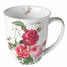 Ambiente Kaffeetasse Teetasse Becher Mug 0,4l Amber Rosen  - Fine Bone China