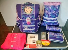McNeill Ergo Mac 2 Schulranzen Set 5tlg Lila DSCHUNGEL + Regenschutz Mädchen 