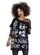 Cupcake Cult Top Eat Sleep Anime Repeat Oberteil Kawaii Panda Manga Longshirt