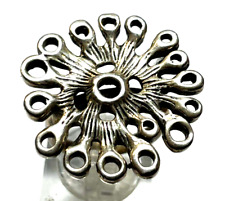 Vintage solider 925 Silber Ring Blüte Muster Ø 17 mm RG 53 Handarbeit gepflegt