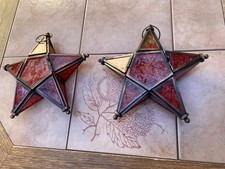 2 x Orientalische Laterne aus Glas Metall Marokkanisches hängendes Stern Teelich