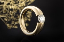 Niessing Spannring Solitär Ring mit Diamant Brillant 1,25 Carat Gelbgold Schmuck