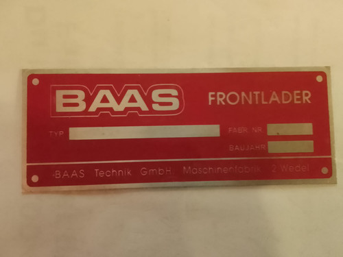Typenschild frontlader schild - typenschild,