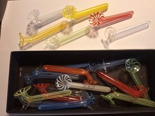 19 alte Lauscha Glas Vasen Liegevasen Fadenglas , 9 cm lang