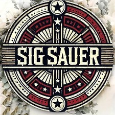 Blechschild rund SIG SAUER Pistole Gewehr Vintage Metallschild TEL3429