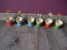 6 alte Eierbecher Dekobecher Erzgebirge Holz Ostern Blumen