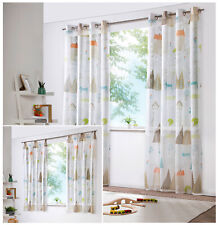 Vorhang Kindergardine Skandi Leinen Optik Natur Bunt Gardine Kinderzimmer Typ755