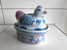 Alte Deckeldose Huhn Keramik