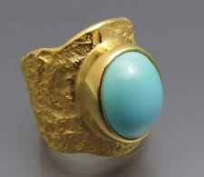 REIF-DESIGN - ANTIK STYLE AMAZONIT RING - HANDARBEIT - AUS EIGENER GOLDSCHMIEDE