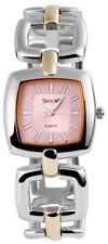 Damenuhr Edelstahl Gliederband bicolor Ziffernblatt rosa Uhr ohne Ziffern Analog