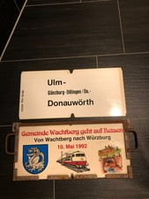 Zuglaufschilder mit Steckrahmen Metall (2) : zB Ulm-Dillingen-Donauwörth