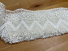 Klöppelspitze 2 Mtr Bordüre Spitze Borte Baumwolle Handarbeit creme Vintage 1950