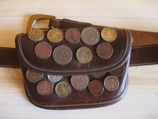 Joan David    Trachten Leder Bauchtasche  / Tasche mit Gürtel Leder dunkelbraun