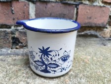 DDR Emaille Kochtopf Zwiebelmuster Bepflanzung Garten Pflanzgefäß Milchtopf