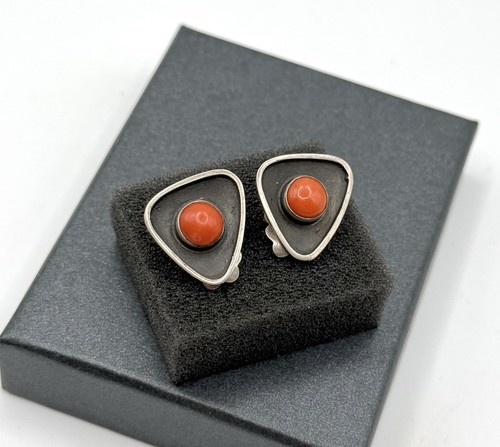 835 silber ohrclips koralle - 835,