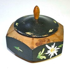 (07032) Antike Dose, Holzdose bemalt, D10 H9 cm, gebraucht, guter Zustand