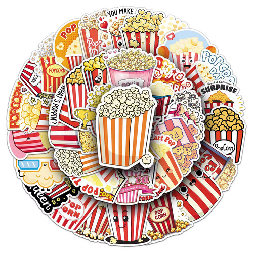 50x popcorn sticker deko - 50x,