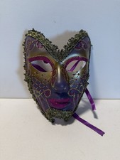 Venezianische Maske – lila & gold – mit Glitzer – Karneval Venedig Stil