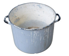 großer alter Email Topf Kochtopf ? Pflanztopf WECKTOPF grau DDR