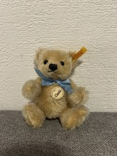 Steiff Teddy Bär Classic mit Blauer Schleife Knopf Im Ohr Knopf Fahne