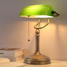 Bankers Desk Lamp,Green Glass
