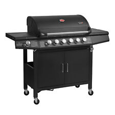 TAINO RED 6+1 Gasgrill BBQ Grill-Wagen Edelstahl Brenner Seitenkocher Schwarz