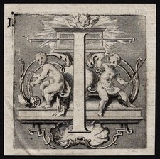 "I" Ornament letters Kupferstich Buchstabe lettre letter engraving gravure 1720