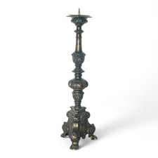 Massiver Messing Kerzenständer 65 cm Vintage Löwenfüße Kerzenhalter antiker Stil