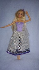 Barbie Puppen Kleid Glitzer Silber Lila Meerjungfrau Prinzessin Ballkleid K38