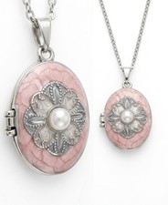 Edelstahl Medaillon Kette Rosa