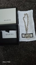 Gucci GG Silber Armband 21 cm & GG Anhänger.
