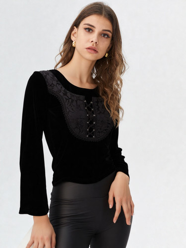 Samtshirt schnürung gothic - schnürung,