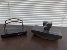 Altes Marmor Schreibtisch Set