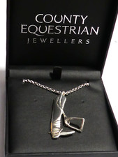 Grafschaft Reiter Juwelier Silber 925 Kette Silber Reitstiefel Steigbügel Anhänger