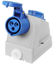 Kombi Wandsteckdose CEE 32A 3-polig IP44 mit Schutzkontakt-Steckdose CEE Combo