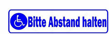 Autoaufkleber Abstand Halten Handicap Behindert Rollstuhl 530 Aufkleber 20cm