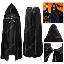 Gothic Vampir Kapuzen Samt Umhang Robe Mantel Hexerei Cosplay Halloween Kostüm