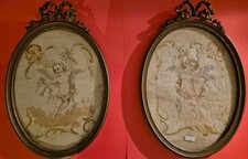 Antik - 2 Gobelin Stickbilder