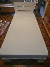 Palettenbett Holzbett Bett mit Kopfteil Fichte natur massiv 90x200 Weiß